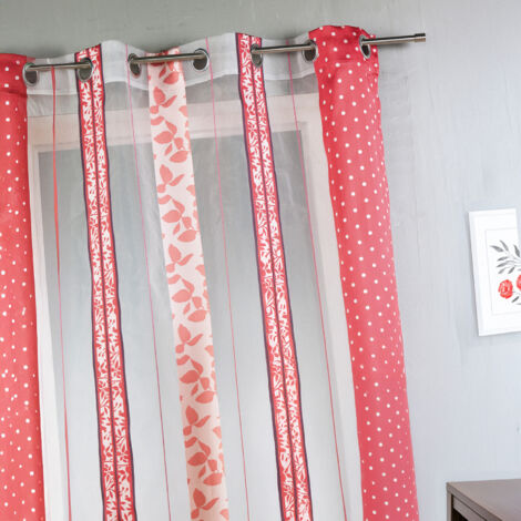 Voilage en organza jacquard à rayures verticales à motifs Rose Blush 140x260 cm