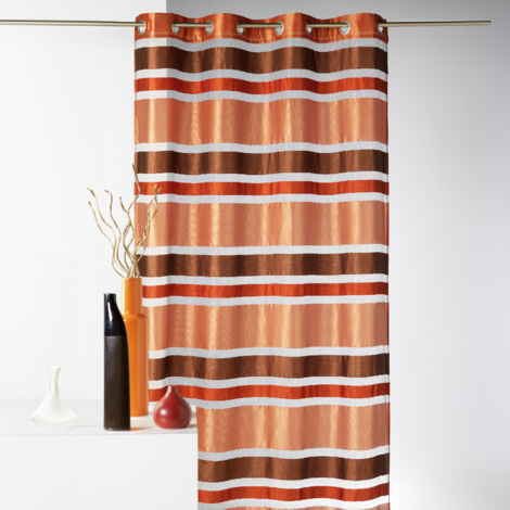 Voilage en Organza rayures horizontales Marron chocolat 140x240 cm