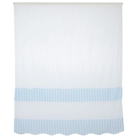 Voilage en polyester pour fenêtre, décoration salon et chambre (Bleu)