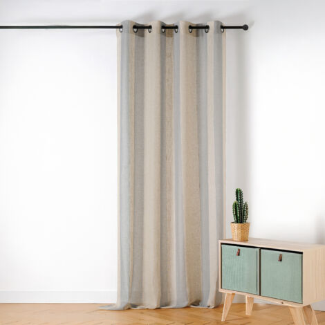 Voilage en voile rayé Gris 140x280 cm
