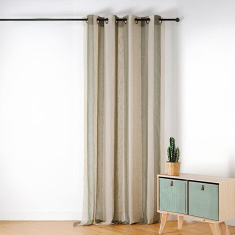 Voilage en voile rayé Kaki 140x280 cm