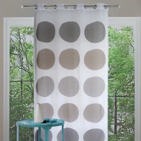 Voilage étamine avec des "Gros Pois" Beige 135x240 cm