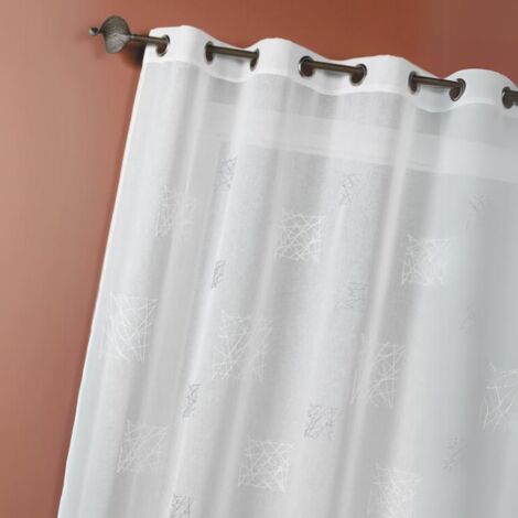Voilage Etamine Brodée Blanc 140x240 cm