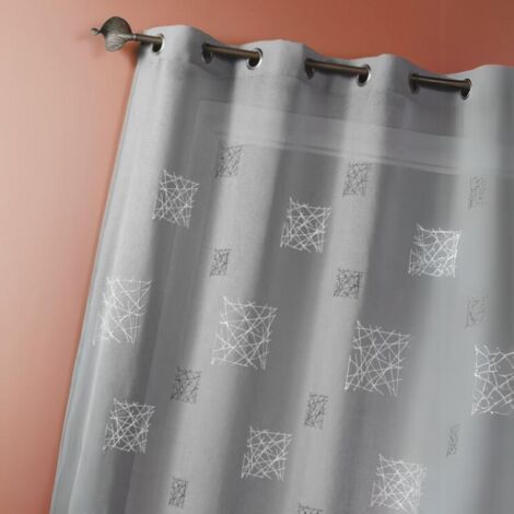 Voilage Etamine Brodée Gris clair 140x240 cm