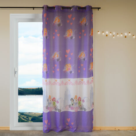 Voilage fantaisie à imprimés "princesses" Violet parme 140x240 cm