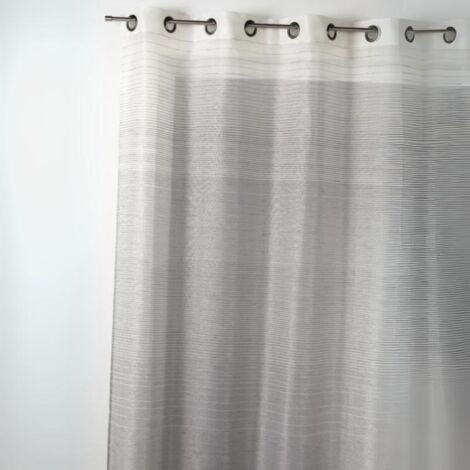 Voilage fantaisie à rayures horizontales dégradées Gris clair 140x240 cm