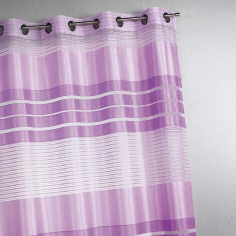 Voilage fantaisie à rayures horizontales Violet parme 140x240 cm