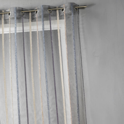 Voilage fantaisie à rayures verticales Gris anthracite 140x260 cm