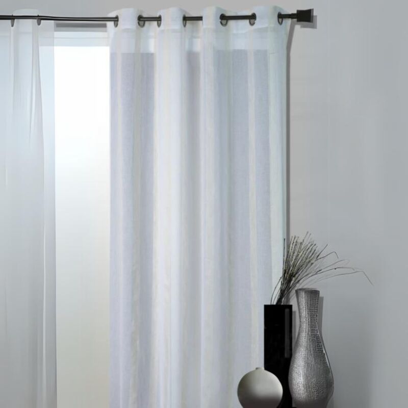Voilage Fantaisie Tissée Rayures Blanc 140x240 cm