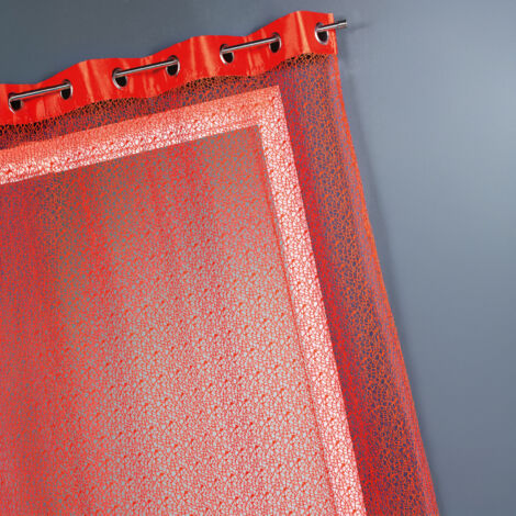 Voilage filet avec parement taffetas Orange 140x240 cm