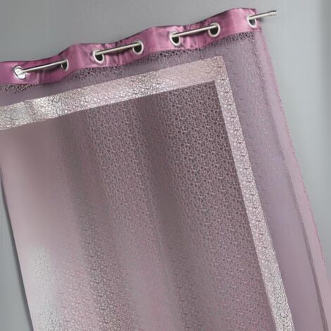 Voilage filet avec parement taffetas Prune 140x240 cm