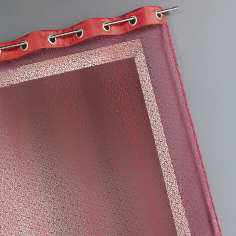 Voilage filet avec parement taffetas Rouge Orangé 140x240 cm
