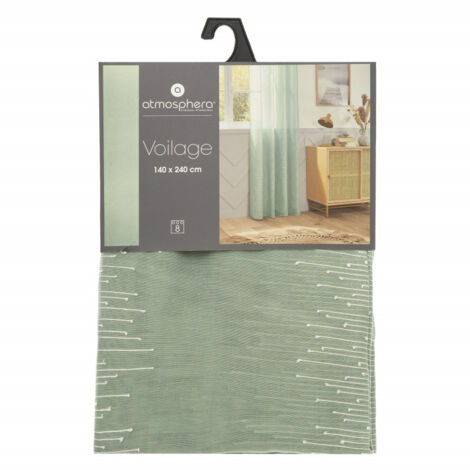 Voilage fines rayures "Liah" tamisant 140 x 240 cm Atmosphera - Couleur: Céladon