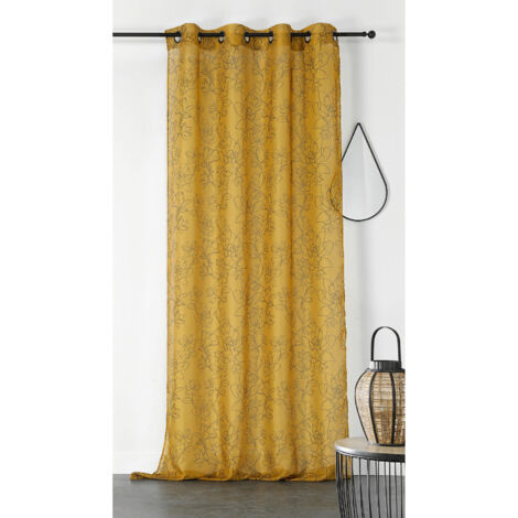Voilage fleuri "Audace" - 140x280cm - Moutarde