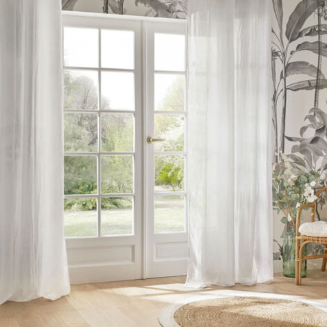 Voilage fluide et léger "Paxta" 135 x 240 cm Atmosphera - Blanc - Blanc -