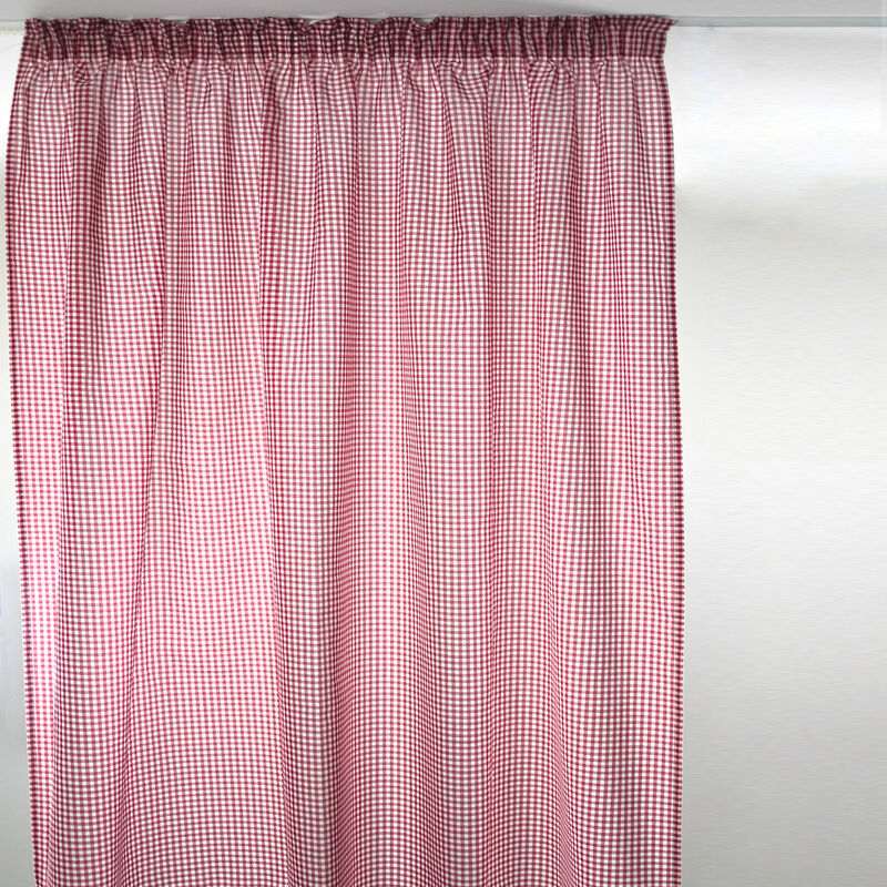 Linder - Voilage à galon fronceur imprimé vichy Rouge 145x145 cm