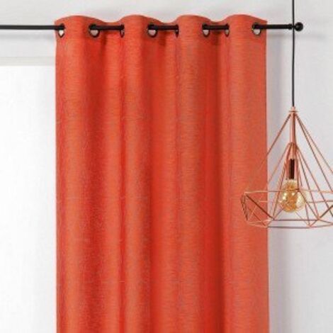 Voilage géométrique tissé en France - 140x270cm - corail