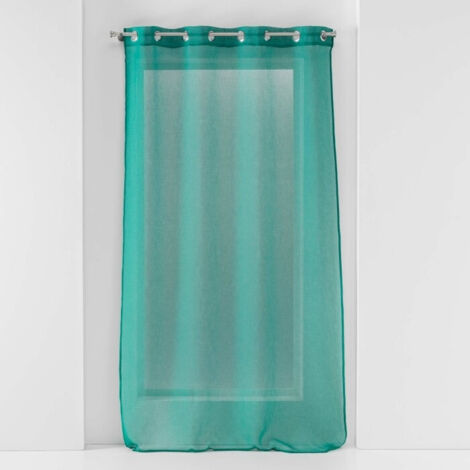 Voilage grande hauteur à œillets 140 x 280 cm – Voile sablé Sandra Emeraude