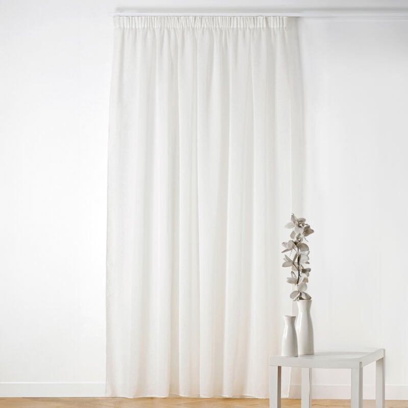 Voilage à Galon Fronceur - Effet Bouclé Ecru 240x260 cm
