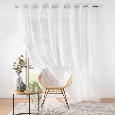Voilage grande largeur 300 x 240 cm – Voile sablé 100% polyester – Œillets métalliques – Pour grandes baies vitrées – Cdaffaires