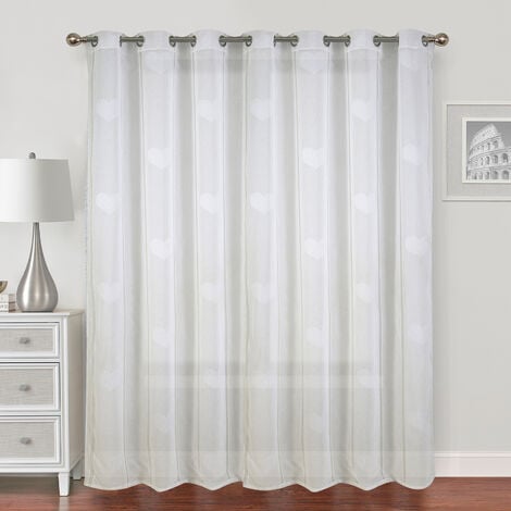 Voilage grande largeur avec cœurs et lurex Blanc 300x240 cm
