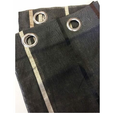 Voilage gris anthracite avec rayures brillantes - 145x280cm - Gris anthracite