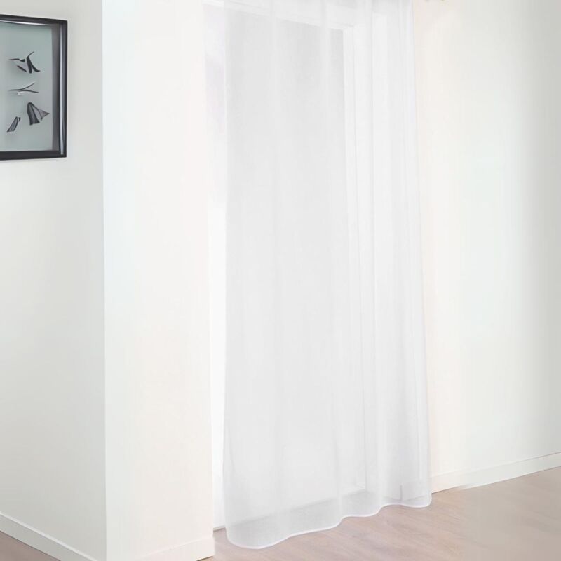 Voilage imitation lin à galon fronceur Blanc 145x260 cm