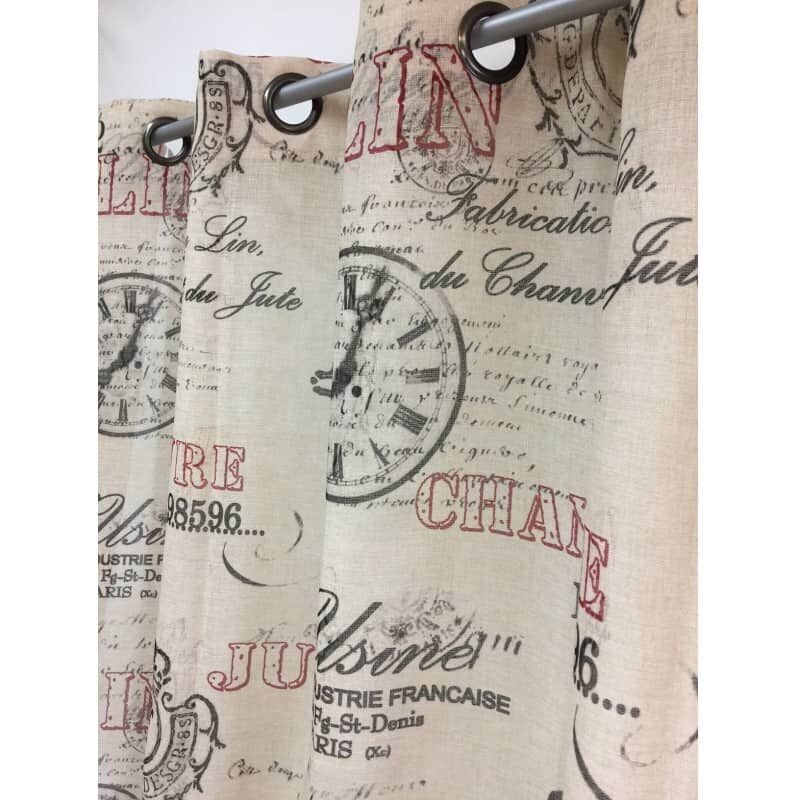 Linder - Voilage imprimé industriel écru - 150x240cm - Ecru