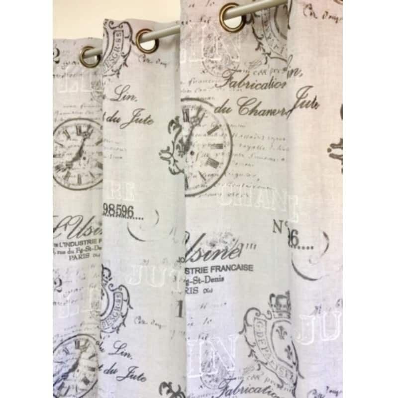 Linder - Voilage imprimé industriel gris - 150x240cm - Gris