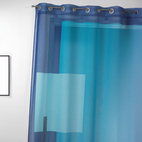 Voilage imprimé à motifs graphiques Bleu 135x240 cm