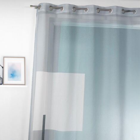 Voilage imprimé à motifs graphiques Gris clair 135x240 cm