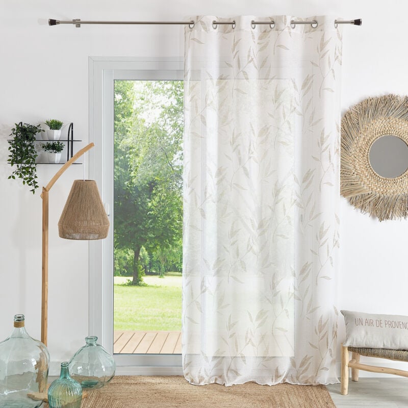 Voilage imprimé "Bambou" Lin 140x240 cm