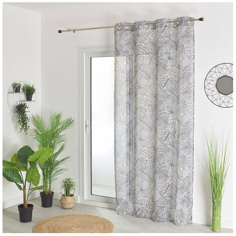 voilage imprime gris