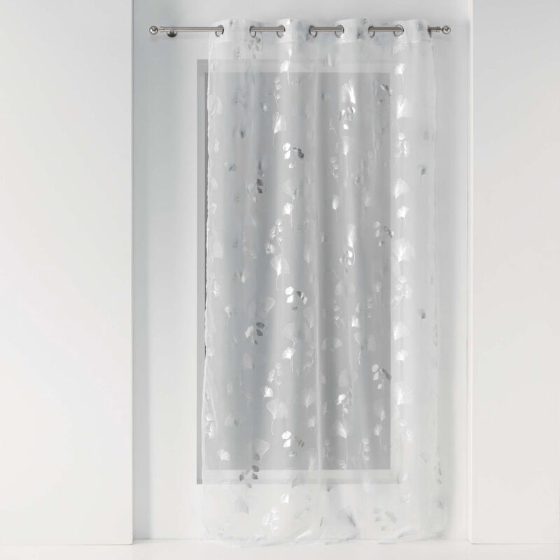 Voilage imprimé métallisé Blanc 140x240 cm