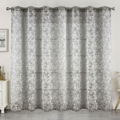 Voilage jacquard à oeillets élégance texturée Noir 300x260 cm