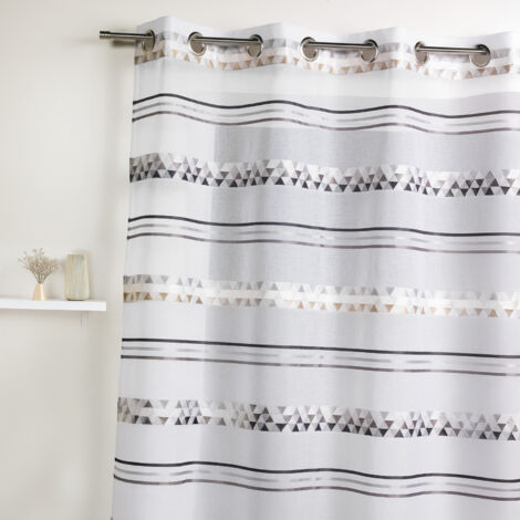 Voilage jacquard à rayures géométriques Gris clair 140x240 cm