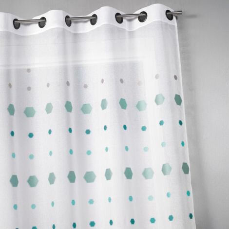 Voilage jacquard imprimés hexagonaux Bleu azur 140x240 cm