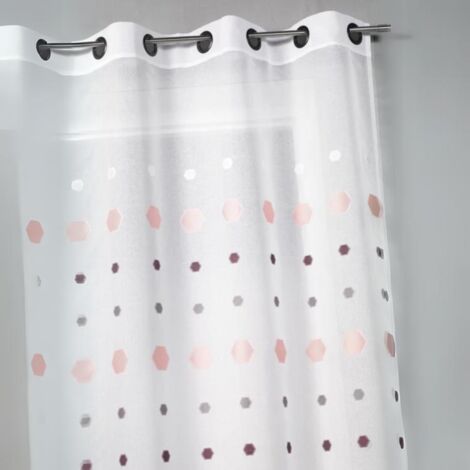 Voilage jacquard imprimés hexagonaux Rose Boudoir 140x240 cm