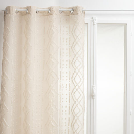 Voilage Jacquard "Sama" tamisant 140 x 240 cm Atmosphera - Couleur: Lin