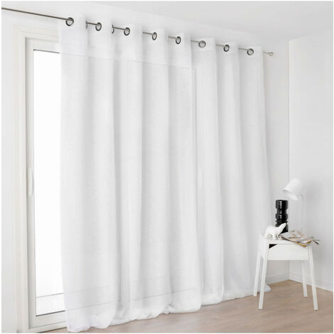 Voilage Kaolin grande largeur 300x250cm – 55% polyester 45% lin – Finition avec 16 œillets – Lavable à 30° – Linder