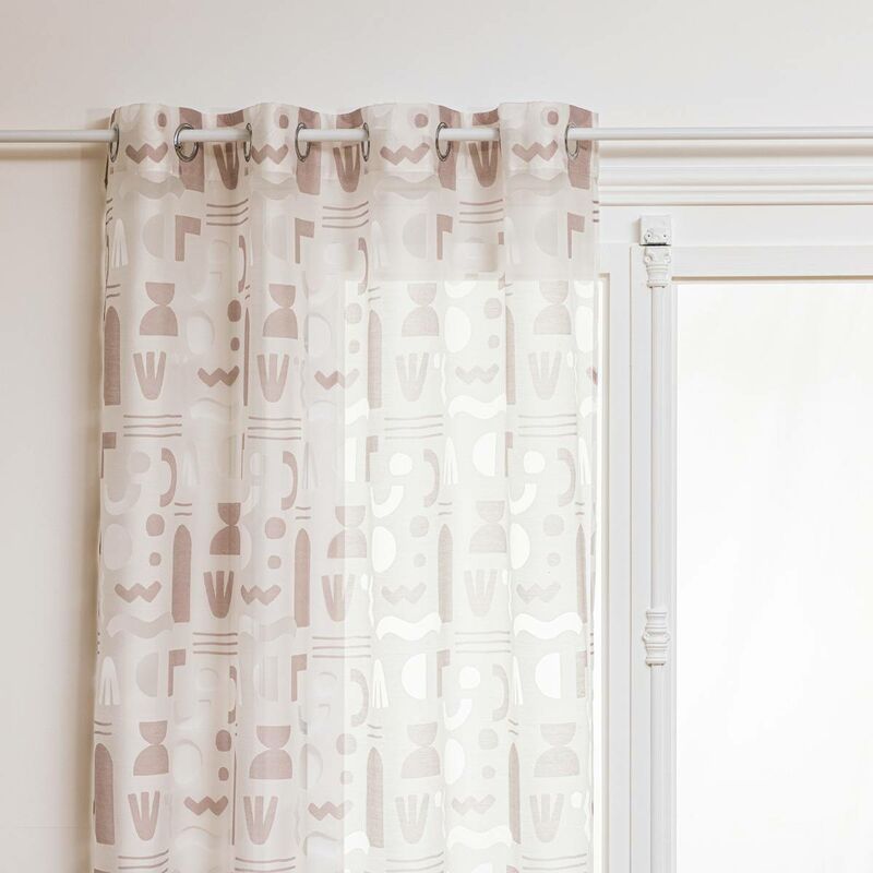 Voilage Kumez en viscose 140x240cm beige imprimé abstrait Atmosphera créateur d'intérieur