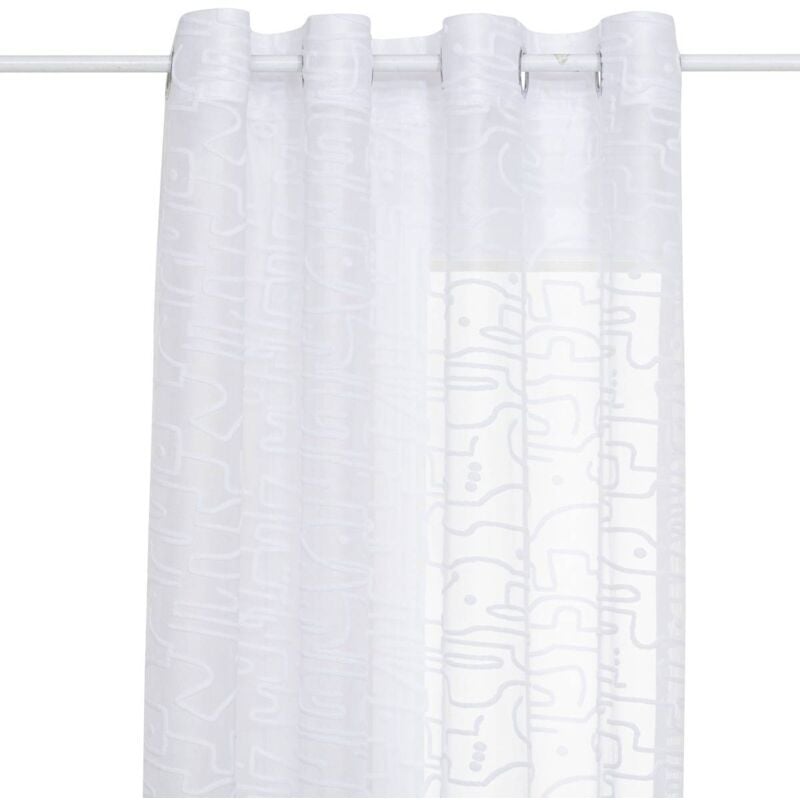 Voilage motif fleurs Lazi blanc 140x240cm Atmosphera créateur d'intérieur