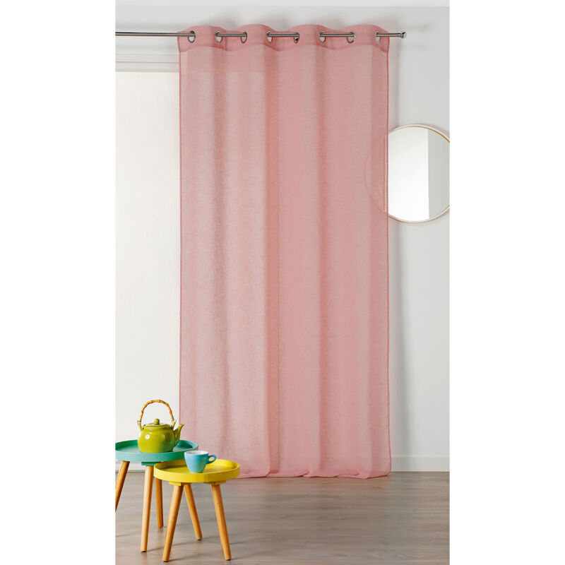 Voilage léger à l'aspect lin Rose Clair 140x240 cm