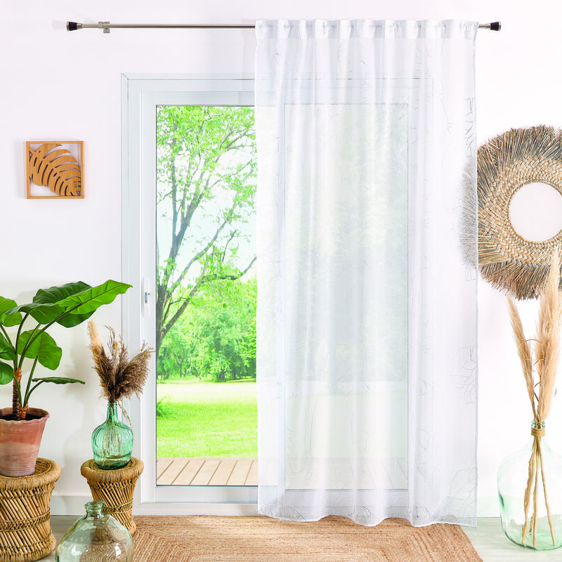 Voilage motif feuilles à pattes cachées Blanc 140x240 cm