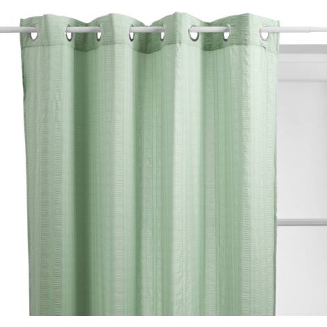 Voilage Noa estampado de rayas plisadas140x240cm verde celadón - Atmosphera créateur d'intérieur
