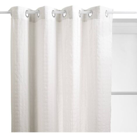 Voilage Noa motif rayures plissées140x240cm blanc - Atmosphera créateur d'intérieur