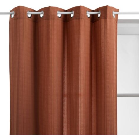 Voilage Noa motif rayures plissées140x240cm terracotta - Atmosphera créateur d'intérieur