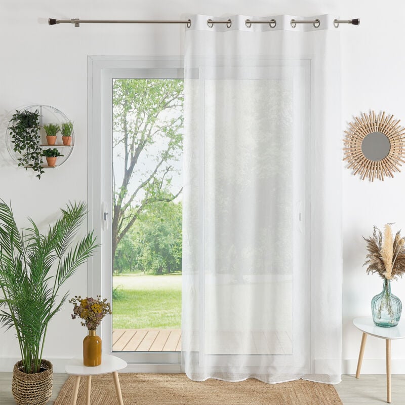 Voilage ignifugé non feu FR à œillets Blanc 140x260 cm