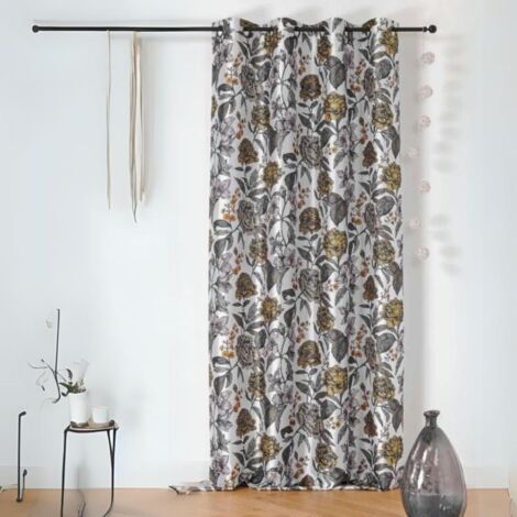 Voilage opaque et fleuri Jaune 150x240 cm