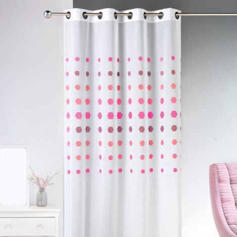 Voilage organza à pois géométriques Violet 140x240 cm
